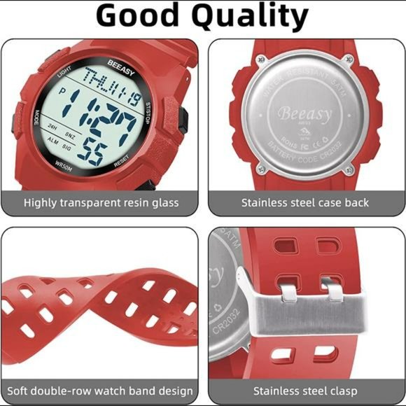 Men Digital Sports Watch, Waterproof Watch with Stopwatch Countdown Timer - Picture 3 of 7